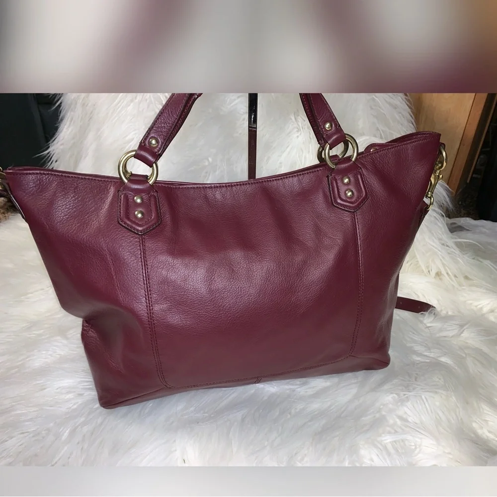 Coach Leather Campbell Izzy Fashion Satchel Brass Burgundy F24683 - Picture 2 of 7